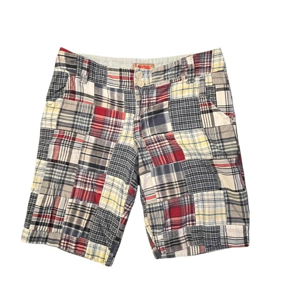 Vintage Y2K No Boundaries Bermuda Shorts Jrs 5 Madras Plaid Patchwork Preppy ☀️ - Picture 1 of 10